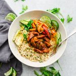 Low Carb Chicken Fajitas - a quick, simple and tasty one pan meal with minimal clean-up. Just 30 minutes and perfect for busy weeknights. Serve over a bed of lettuce, cauliflower rice or with keto wraps